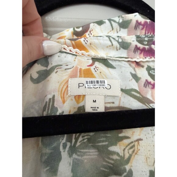 Anthropologie Pilcro Batwing Yoke Blouse Ivory Floral Combo Size Medium - Picture 7 of 10